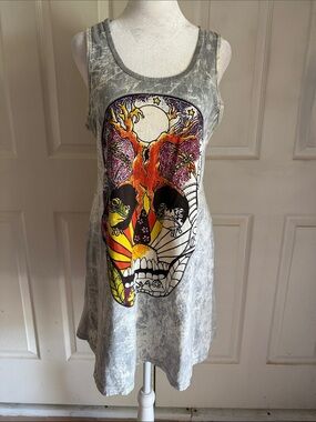 No Time Graphic Skull Tank Mini Dress